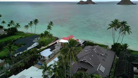 Häuser-Am-Meer-Am-Lanikai-Beach-In-Kailua,-Oahu,-Hawaii