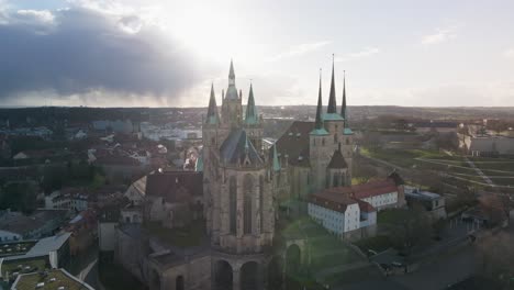 Aerial-shot-of-Erfurt-Cathedral-or-Domplatz-in-the-state-of-Thuringia-Germany