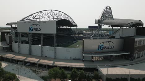 Drone-in-Shot-of-Princess-Auto-Stadium-University-of-Manitoba-Winnipeg-Blue-Bombers-Football-Arena