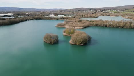 Aerial-orbit-around-raised-reeds-in-ancient-Antela-lagoon-Areeiras-da-Limia-in-Xinzo-de-Limia-Ourense-Galicia-Spain