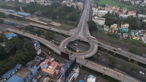 Aerial-Drone-Shot-of-Round-Bridge-In-India