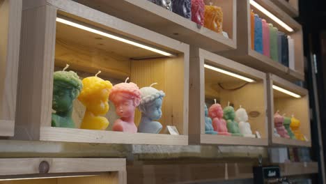 Sculptural-Candles-of-Mythical-Figures,-La-Candela-Store,-Venice