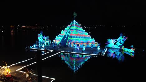 Group-of-lighting-Mexican-Dancers-on-platform-at-night