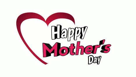 Alles-Gute-Zum-Muttertag,-Text-Wortanimation,-Liebeszeichen-Symbol,-Bewegungsgrafiken-Auf-Weißem-Hintergrund,-Videoelemente