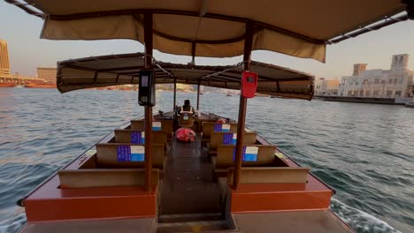 Water-taxis,-Abra,-dhow-on-Dubai-Creek,-Dubai,-United-Arab