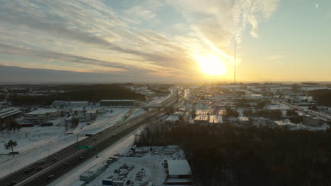 Driving-cars-on-highway-in-Poland-at-winter-snow