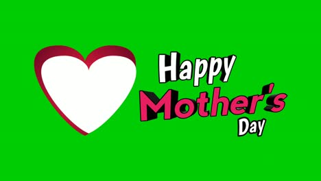 Happy-mother's-day-text-word-with-love-hearts-sign-symbol-animation-motion-graphics-on-green-screen-video-elements