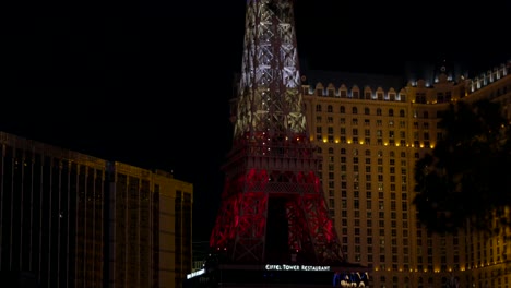 Eiffel-Tower-Restaurant-at-the-Paris-Las-Vegas-hotel-at-night-with-colorful-lights