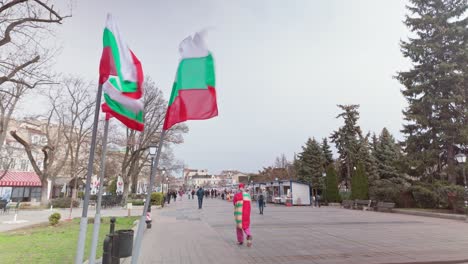 Am-3.-März-Wehen-In-Der-Bulgarischen-Stadt-Die-Nationalflaggen-Zum-Tag-Der-Befreiung