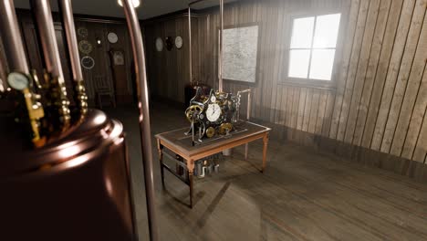 3D-animation-showing-an-old-mechanical-style-clock-system-sitting-in-an-old-wooden-room
