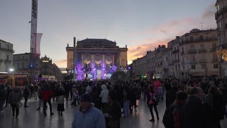 Wintersonnenuntergang-Am-Place-De-La-Comédie:-Großes-Theater-Im-Blick