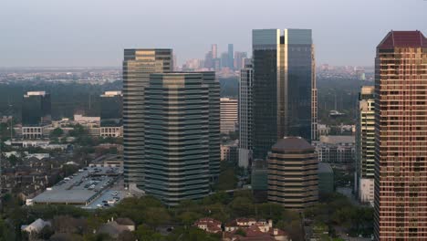 High-angle-aerial-of-buildings-and-surrounding-area-in-Uptown-Southwest-Houston