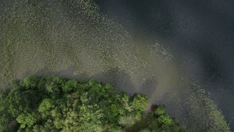 Video-Aéreo-Vertical-De-La-Mañana-De-Verano-De-La-Isla-Del-Lago