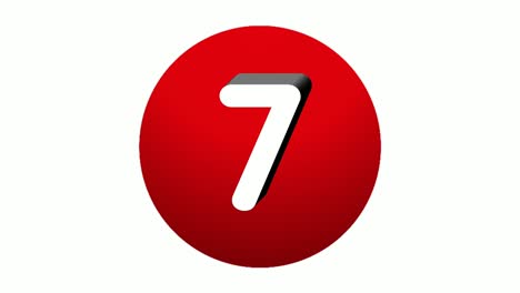 3D-Nummer-7,-Symbol-Für-Siebenzeichen-Animationsbewegungsgrafik-Auf-Roter-Kugel-Auf-Weißem-Hintergrund,-Cartoon-Videonummer-Für-Videoelemente