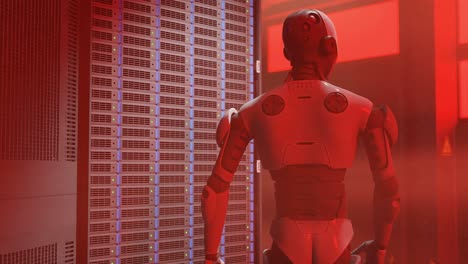 cyborg-humanoid-in-to-server-internet-hi-tech-red-alarm-room-with-red-light-alert-dangerous-security-system-artificial-intelligence-taking-over-in-3d-rendering-animation-cybersecurity-war