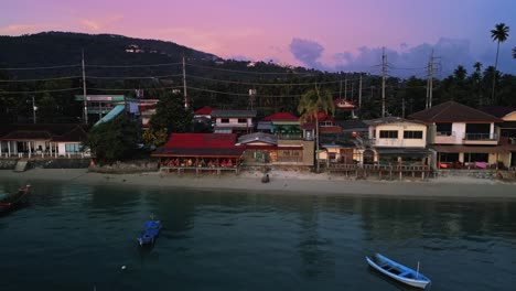 Drone-footage-of-beachside-houses-on-Ko-Samui-Thailand
