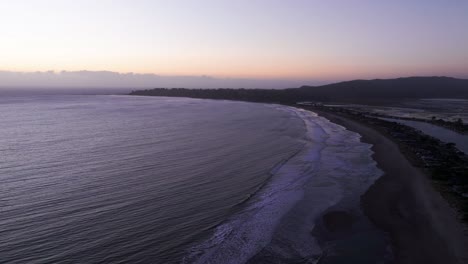 Golden-hour-drone-shot-flyover-of-Stinson-beach-in-California