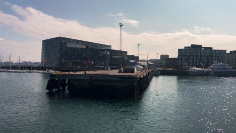 Midbakki-Cruise-Terminal-Harpa-Concert-Hall,-Reykjavik-Old-Harbor-Dock-Iceland