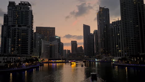 Dubai-Marina-in-Twilight,-UAE
