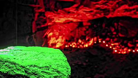 Fluorescent-mineral-stones-radiating-in-magnificent-bright-colors-in-heart-of-Viking-Valley