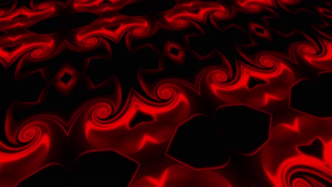 Animation-of-glowing-art-nouveau-style-repeating-red-pattern-on-black-background