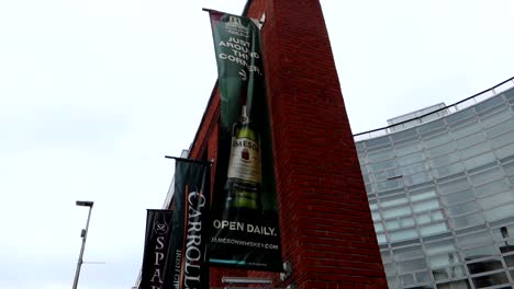 Advertising-banners-on-street-promoting-visits-to-Jameson-Distillery