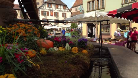 Fountain-is-Decorated-with-Vegetables-and-Flowers-in-the-Town-of-Ribeauvillé-in-Eastern-France