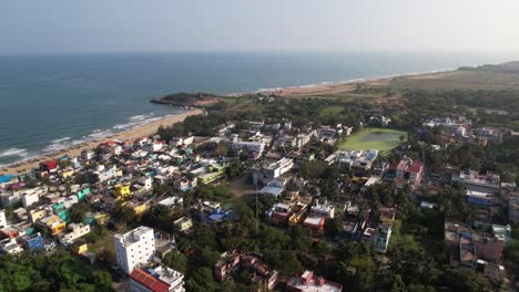 Aerial-Drone-Shot-Of-Mahabalipuram-City-In-India