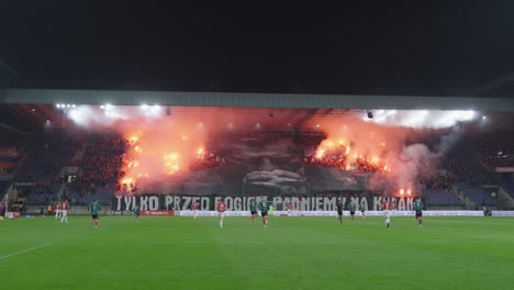 Fans-Launching-Pyrotechnic-in-the-Stands-during-Football-Match
