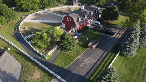 Heritage-Park-Petting-Zoo-on-sunny-day,-aerial-drone-view