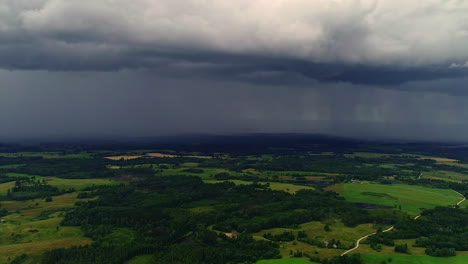 Cloudscape-Over-Evergreen-Countryside-Landscape.-Aerial-Drone-Shot