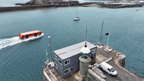 Aerial-View-of-Ferry-Boat-Entering-St