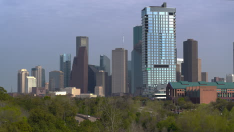 Drone-view-of-the-downtown-Houston-area-and-surrounding-area