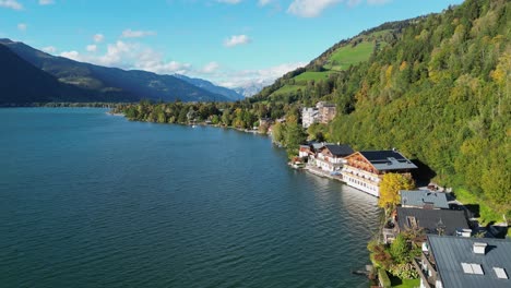 Lake-Zeller-See-near-Zell-am-See-during-Summer-in-Austria---4k-Aerial