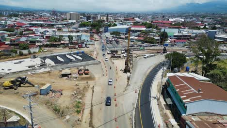 Drone-Shot-Over-Construction-Site-of-Future-Roundabout-and-Tunnel