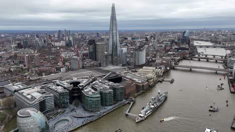 Shard-and-London-bridge-station-UK-drone,aerial