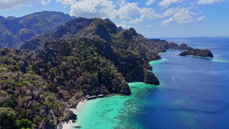 Drone-footage-of-a-long-beach-on-Coron-island-in-the-Philippines