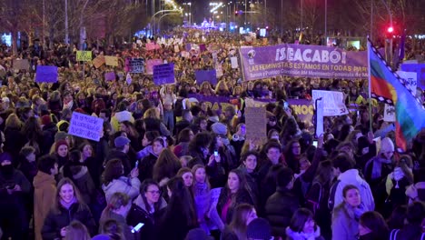 Thousands-of-people-marching-during-a-demonstration-on-International-Women's-Day