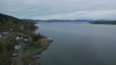 Tresfjordbrua-bridge-in-norway-with-surrounding-landscape,-aerial-view