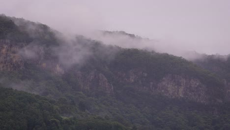 Vista-Del-Parque-Nacional-De-Lamington-Bajo-La-Nube-Y-La-Lluvia-Desde-El-Valle-De-Numinbah,-El-Interior-De-Gold-Coast,-Australia