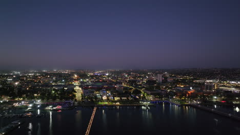 Dawn-AERIALS-Of-Geelong-City,-Australia-Just-Before-Sunup
