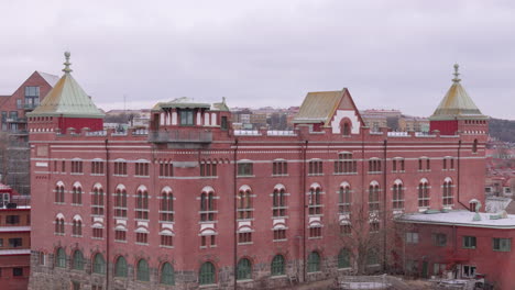 Aerial-riser-view-of-Konstnärernas-kollektivverkstad-building-in-Gothenburg