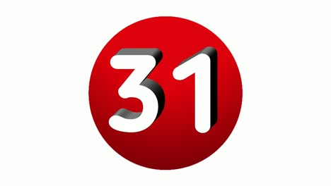 3D-Number-31-thirty-one-sign-symbol-animation-motion-graphics-icon-on-red-sphere-on-white-background,cartoon-video-number-for-video-elements