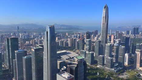 Aerial-view-of-high-rise-buildings-in-Futian-District,-Shenzhen,-Guangdong,-China-，Internationalized-City