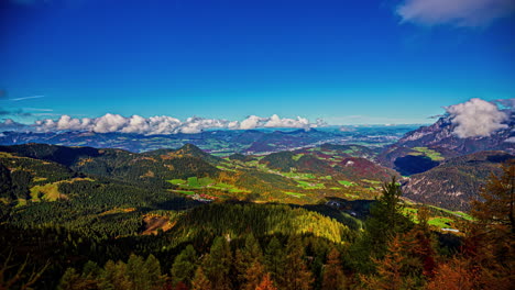 Beautiful-Colorful-Landscape-at-The-Eagle's-Nest-in-Germany-with-Scenic-Views,-Timelapse