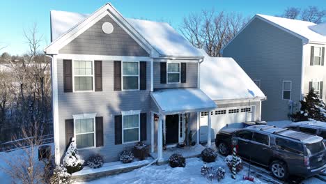 Parking-car-in-front-of-american-house-in-suburb-neighborhood