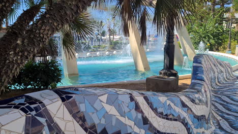 Torrevieja,-Spain.-Downtown-Fountain-and-Mosaic-on-Benches