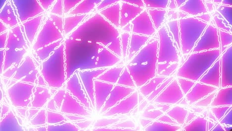 Flickering-neon-light-shapes-randomly-appear-on-a-dark-background,-forming-a-mesmerizing-irregular-grid-looking-like-a-barbed-wire,-amidst-intense-pink-and-blue-hues