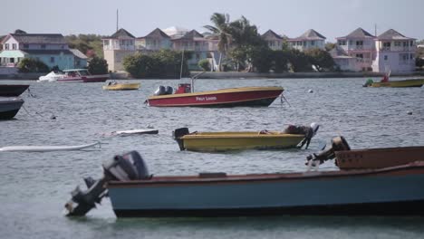 Anguilla-island-Caribbean-Sea-boat-moored-at-bay-established-shot