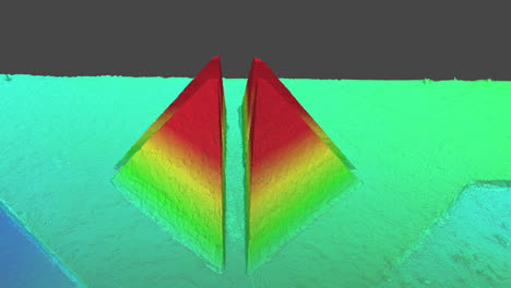 Digital-elevation-model-of-pyramids,-photogrammetry-3D-model,-drone-mapping-for-inspections,-engineering,-cartography,-animation-with-elevation-and-depth-map